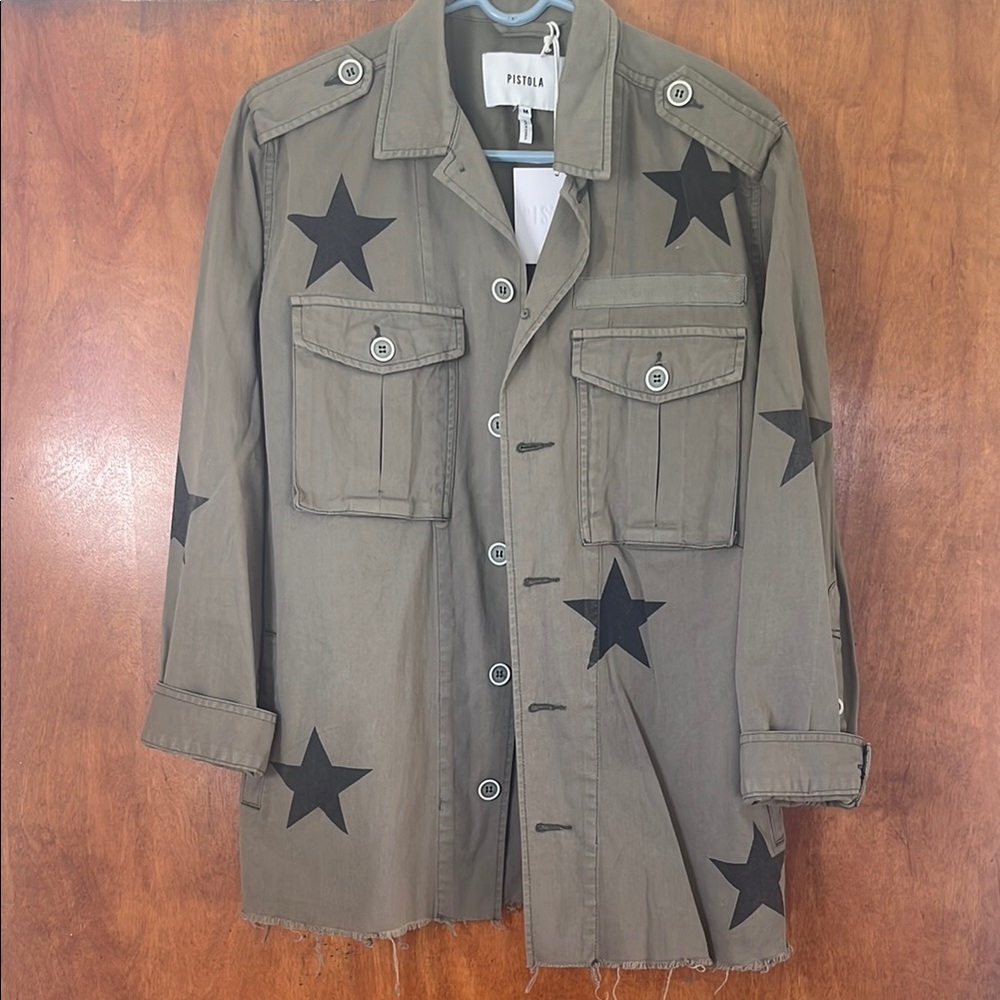 Pistola Women’s  Olive Jacket with Black Stars